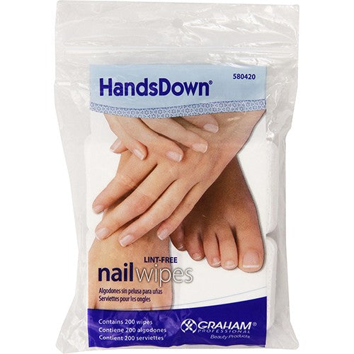 Handsdown Nail Wipes Lint Free 2"x2" White 200/bag 42800