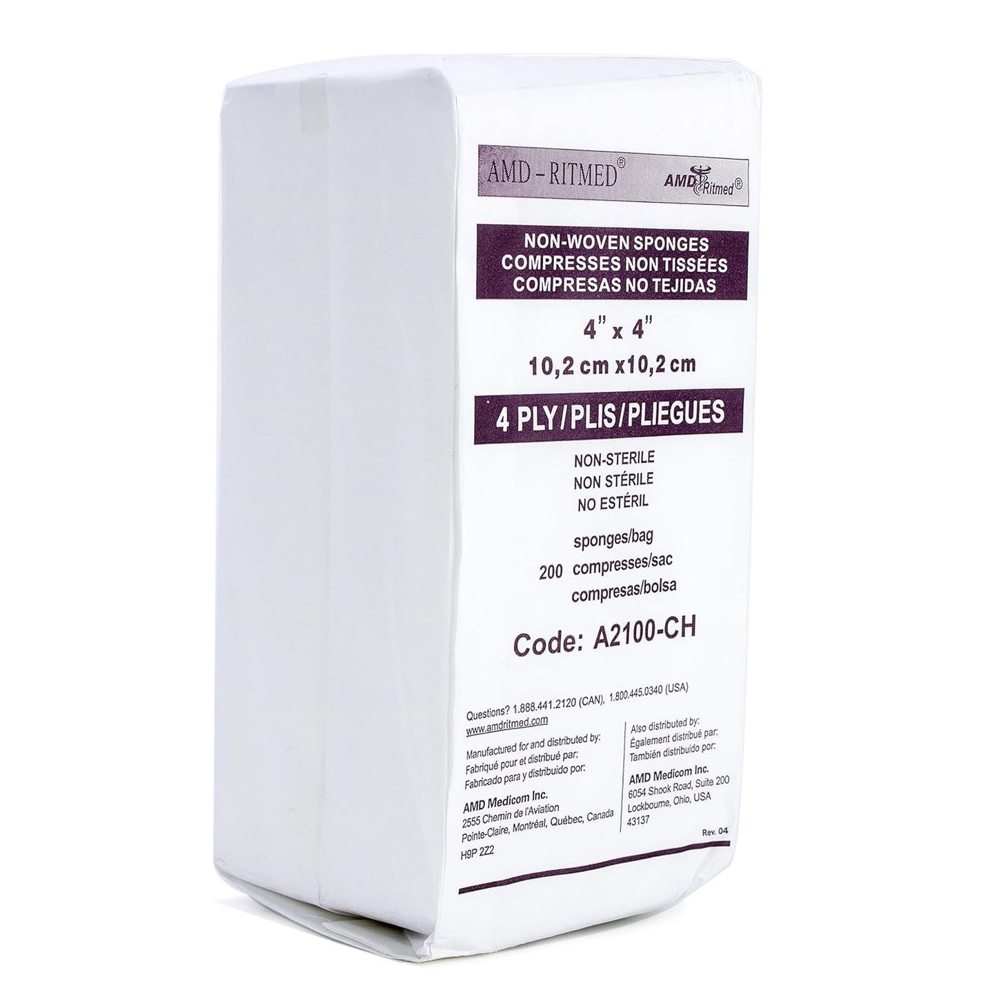 Medicom Non-Woven Sponges 4x4IN 4Ply A2100-CH 50466