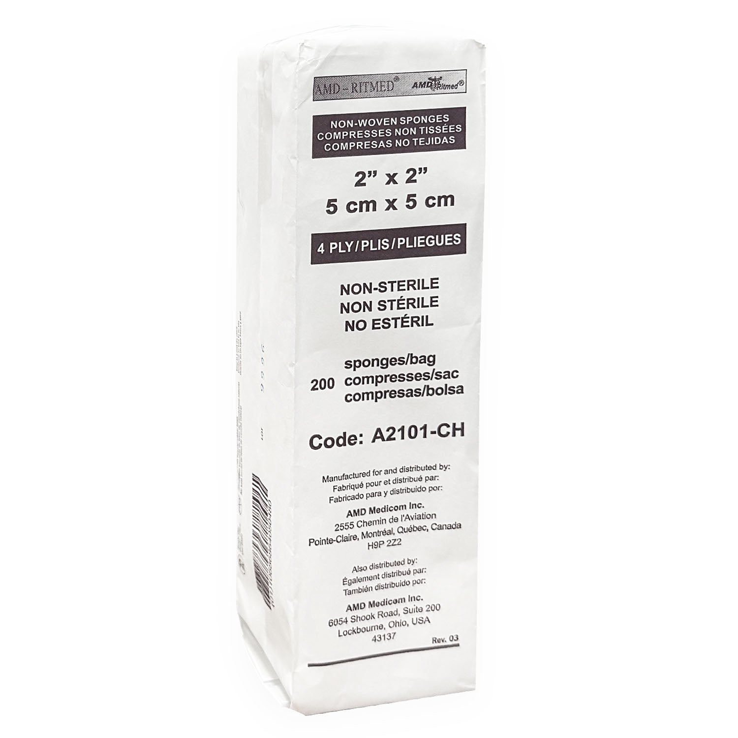 Medicom Non-Woven Sponges 2x2IN 4Ply A2101-CH 50480