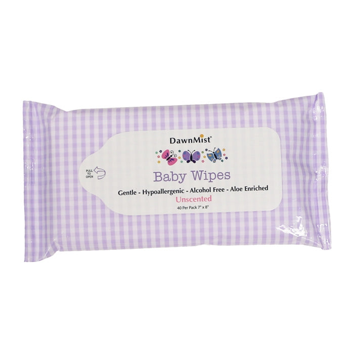 Dawn Mist Baby Wipes Unscented 7"x8" 40-Pack - BWU4024