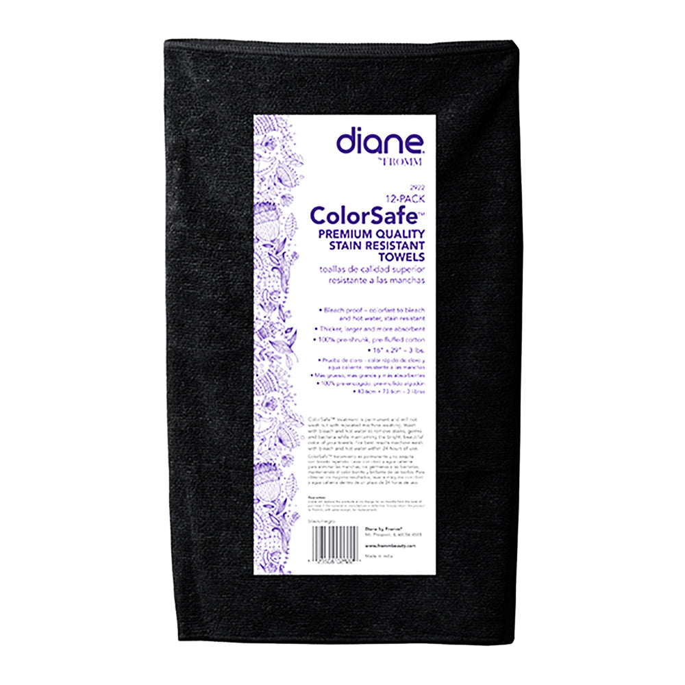 FROMM Diane Colorsafe Stain Resistant Towels 12PK BK DET006