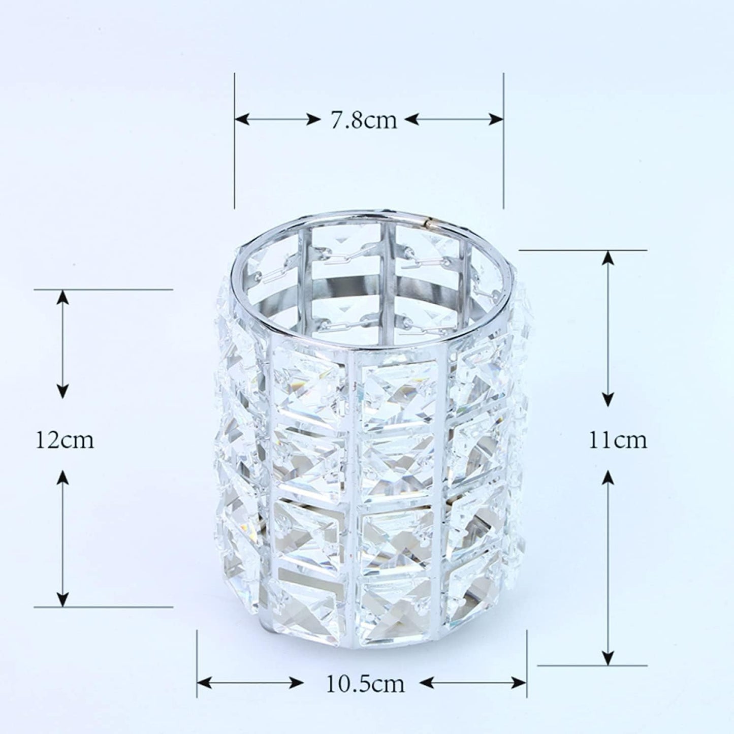 Crystal Brush Holder Silver B-CBH-S 00252