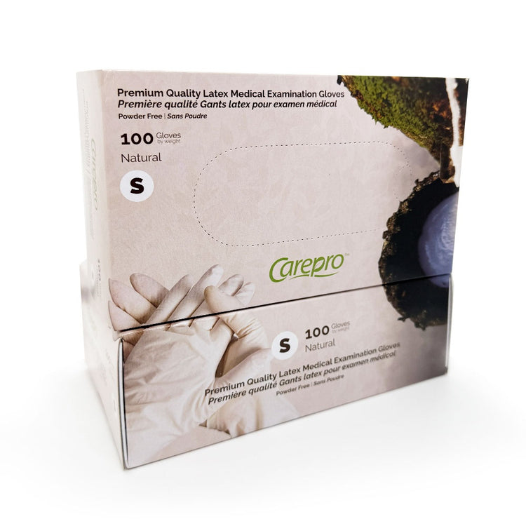 CarePro Latex Powder Free Exam Gloves Natural 100PC Small