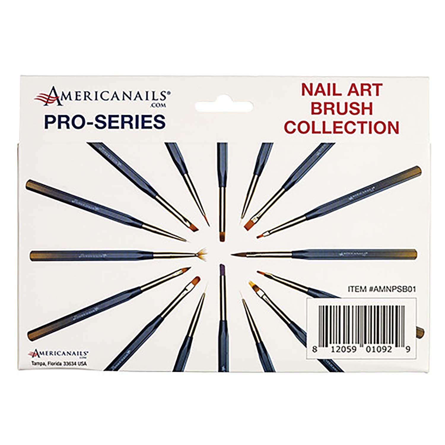 Americanails Pro-Series Nail Art Brush Collection 16ct 01092