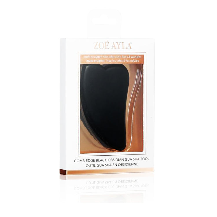 Zoe Ayla Comb Edge Black Obsidian Gua Sha Tool RT395-OBGST