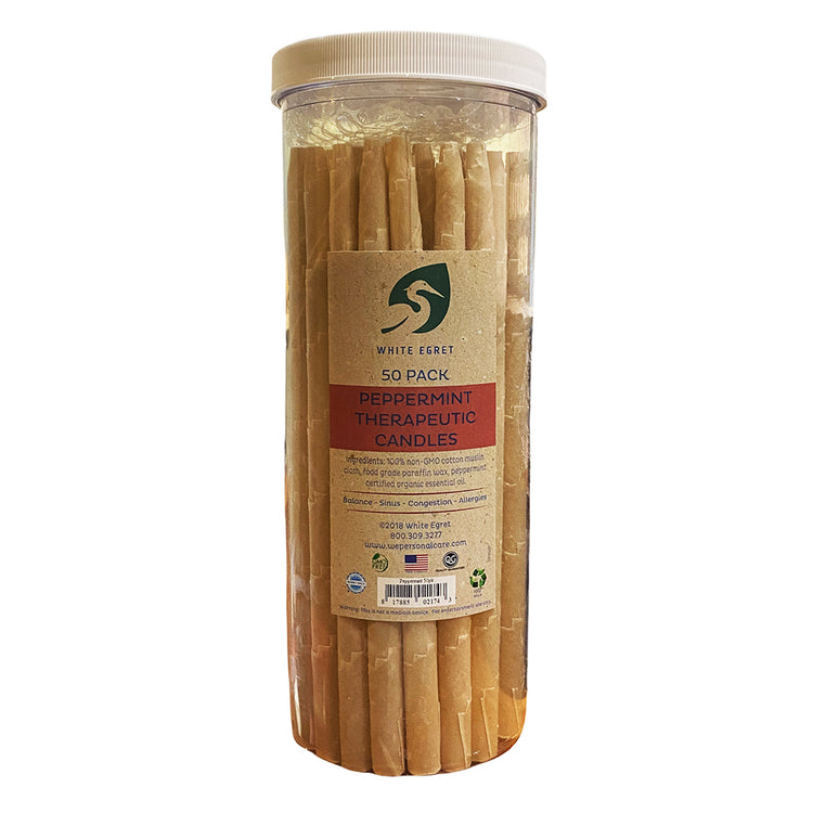White Egret Peppermint Therap.Candles 1/2" 50PK PEPCON 02174