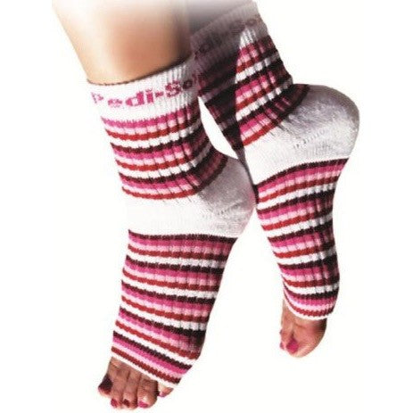Original Pedi-Sox White/Multi-Pink Stripes PS-111