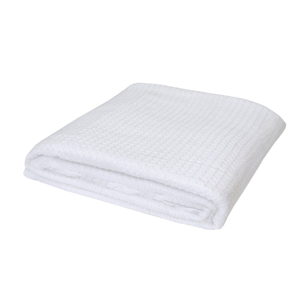 Waffle Cotton Blanket Large Size - White 70" x 90" 26021