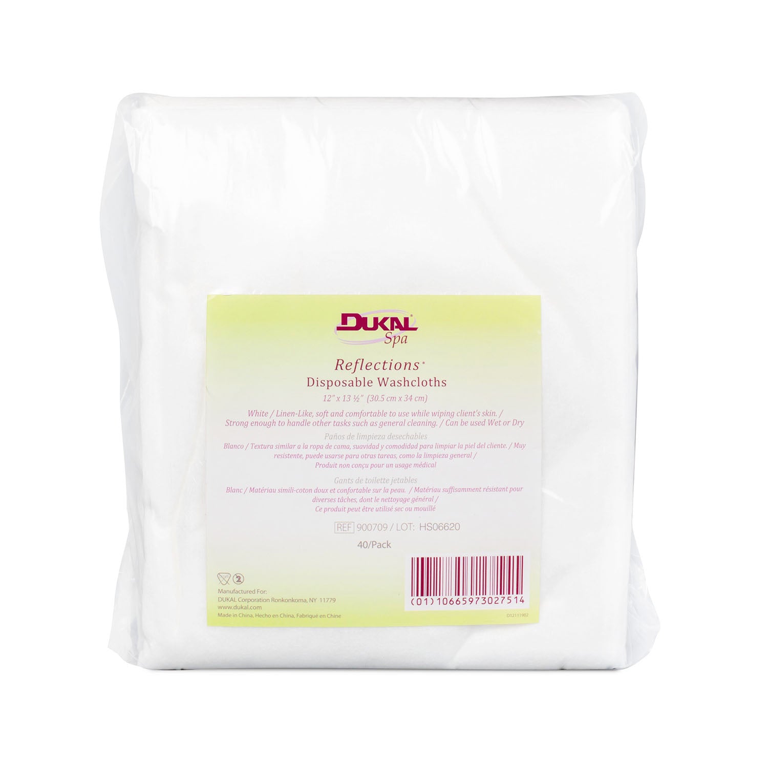 Dukal Spa Washcloth 40pack 12"x13.5" 900709