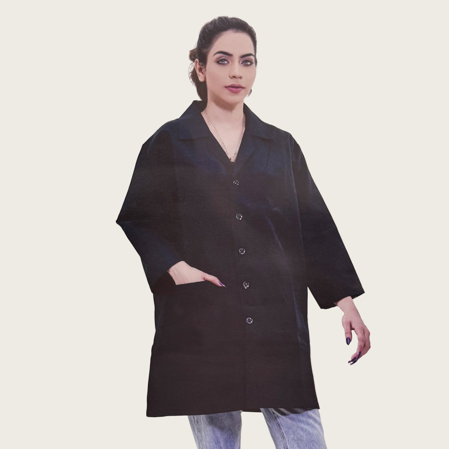 Silver Star Lab Coat Black SS-004 S 50169