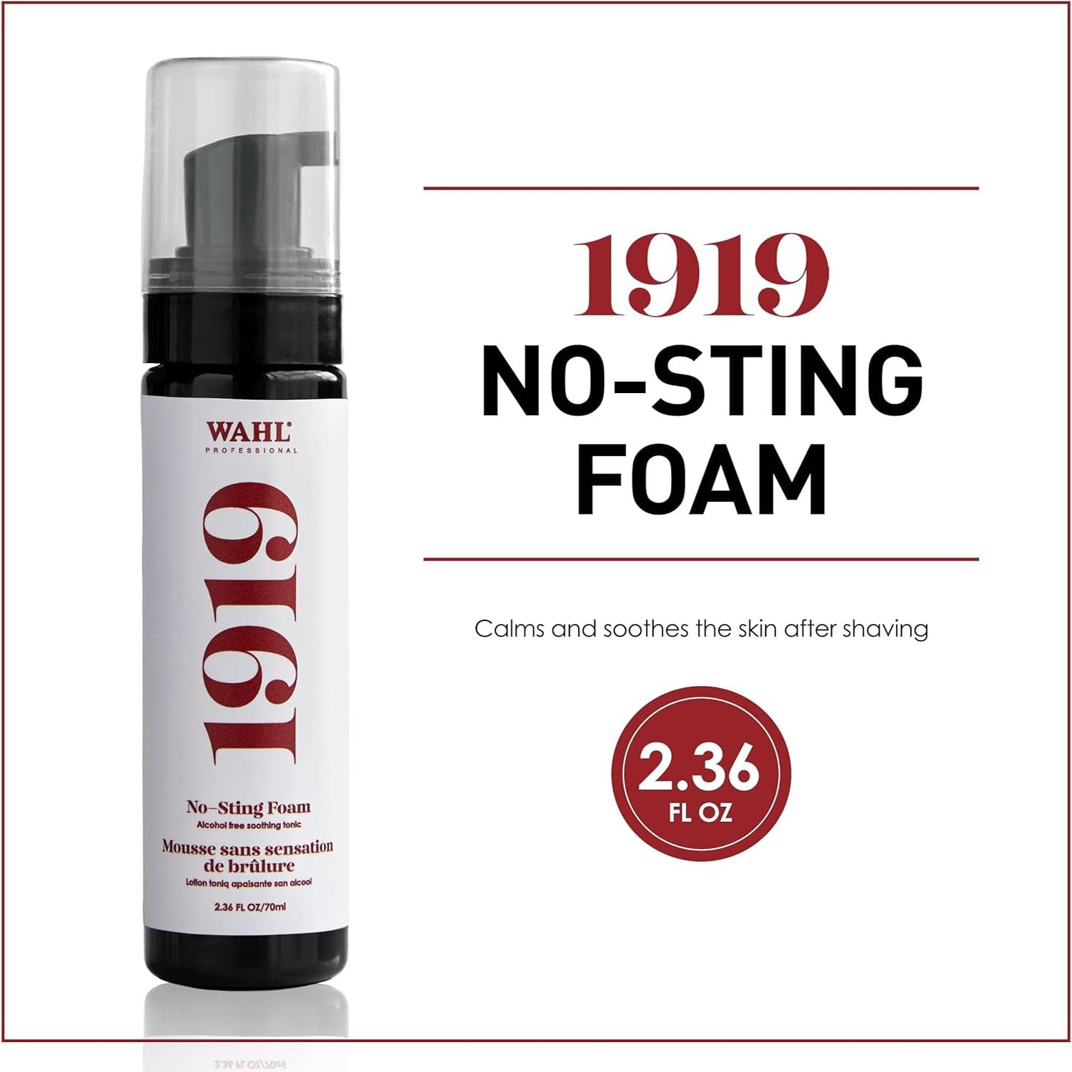 Wahl 1919 No-Sting Foam Alcohol Free 2.36 fl oz/70 ml 54252