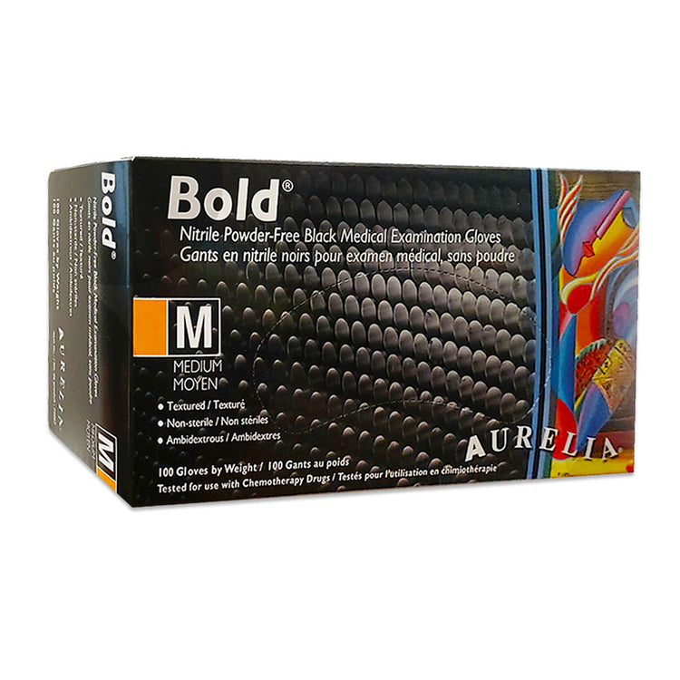 Aurelia Bold Nitrile PF Black Gloves 100PK Medium 73997