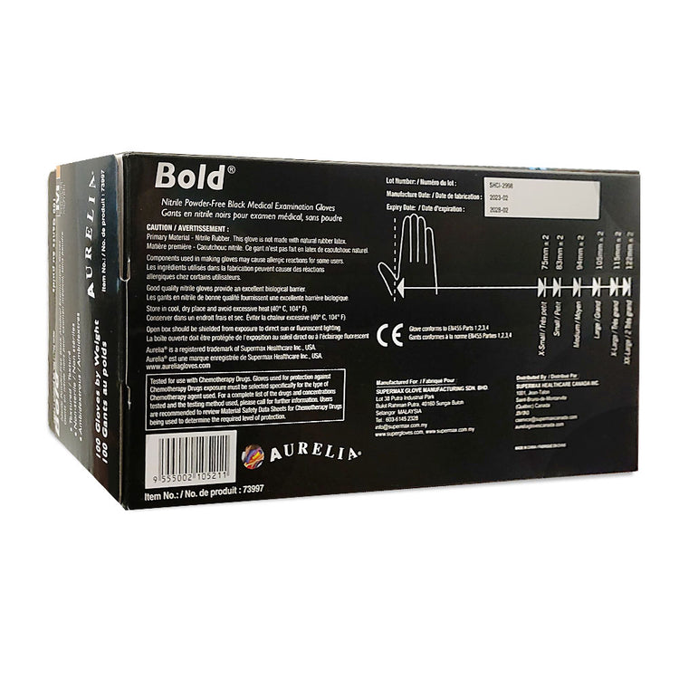 Aurelia Bold Nitrile PF Black Gloves 100PK Medium 73997