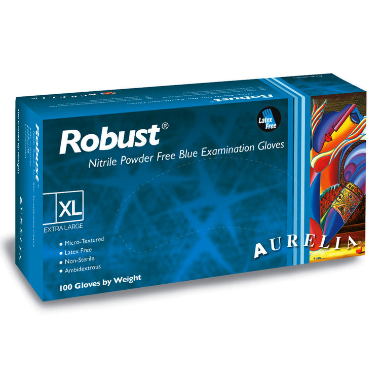 Aurelia Robust Nitrile 5.0 PF Blue Gloves 100PK XLarge 93899
