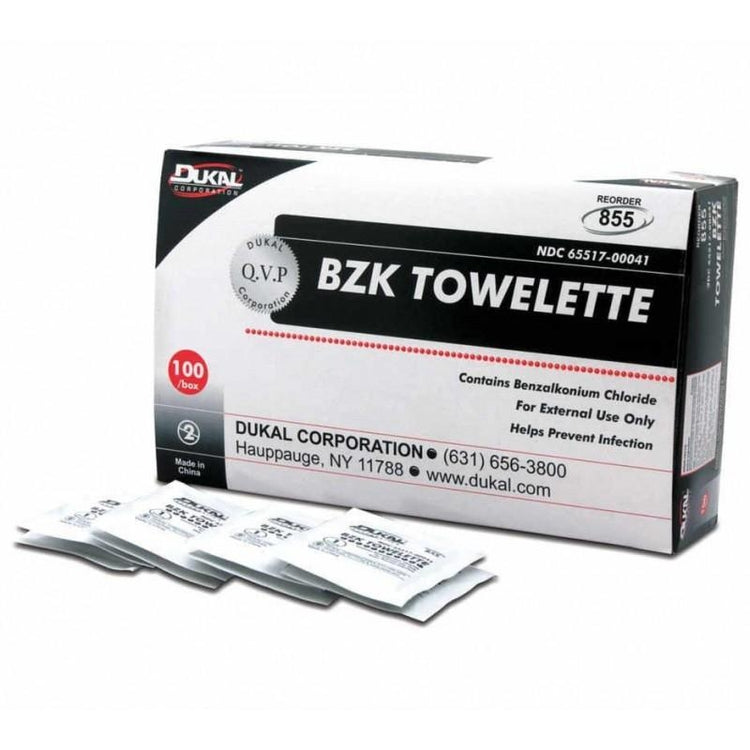 Dukal BZK Towelette W/Benzalkonium Chloride 100 Pads #855