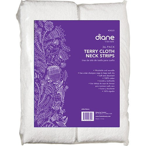 Diane By Fromm Terry Cloth Neck Strips White 36-Pack D8320