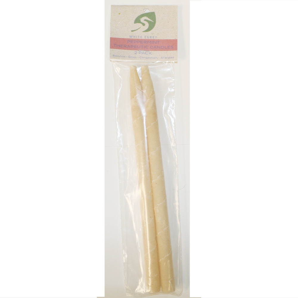 White Egret Peppermint Therap. Candles1/2",2PK PEP2PK #02104