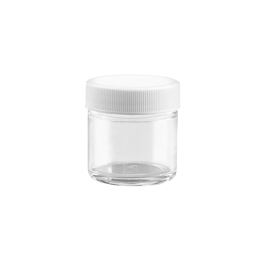 Clear Straight-Sided Glass Jar White Lid 1 oz 00812