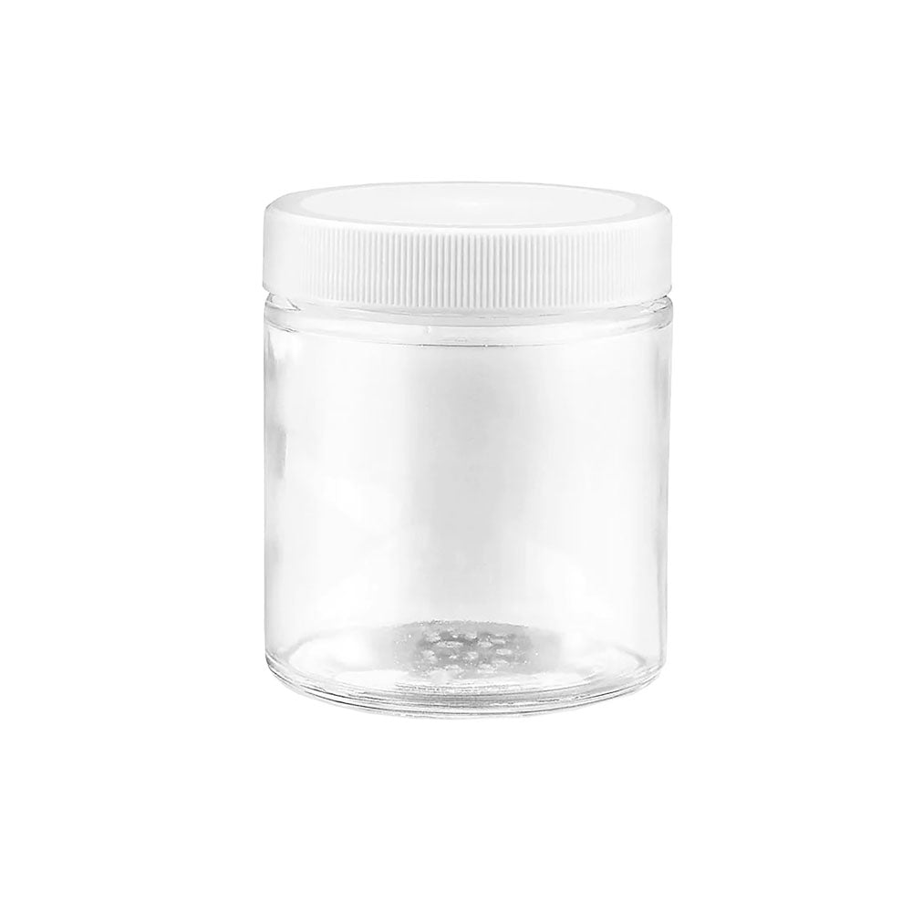 Clear Straight-Sided Glass Jar White Lid 4 oz 00814