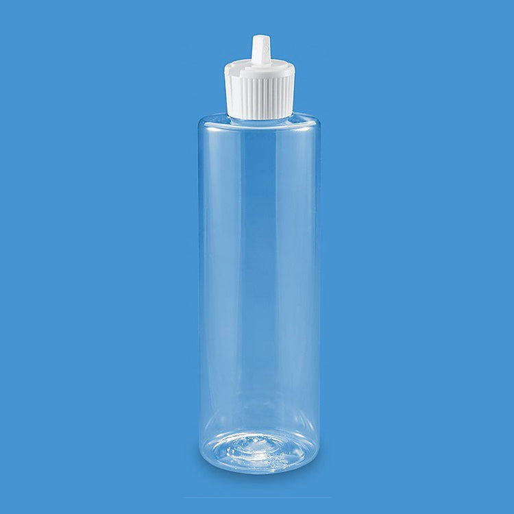 Clear Cylinder Bottles - 8 oz, Flip Top Cap 00618