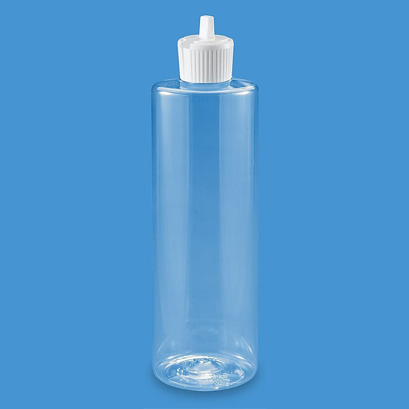 Clear Cylinder Bottles - 16 oz, Flip Top Cap 00620