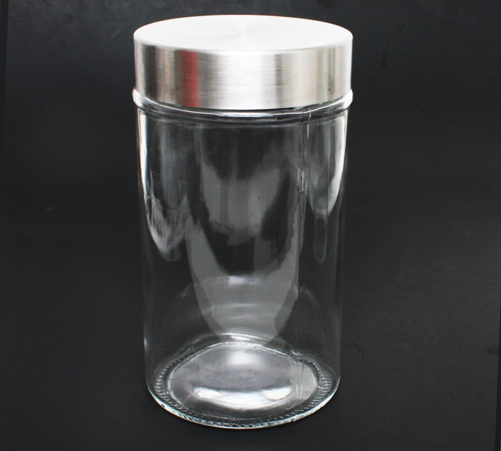 Berkeley Glass Storage Jar W/Stainless Steel Screw Lid-JA105