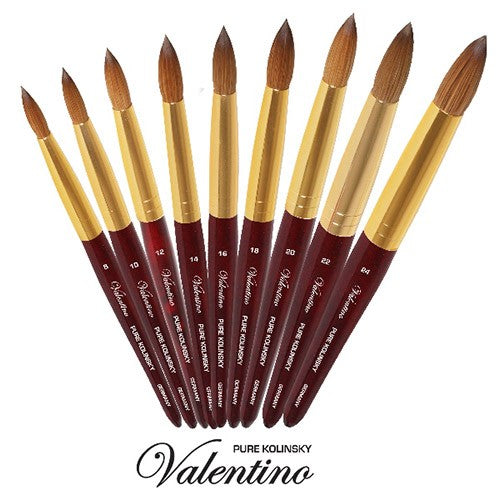 Valentino Kolinsky Acrylic Brush Cherry Wood/Gold Ferrule#20