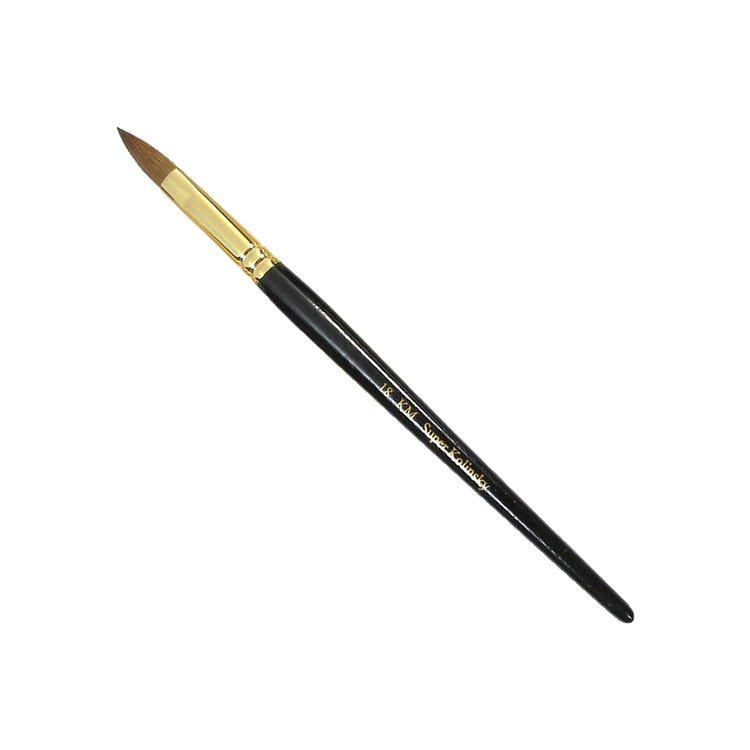 KM Super Kolinsky Acrylic Brush Black/Gold Oval #18, KM-BR18