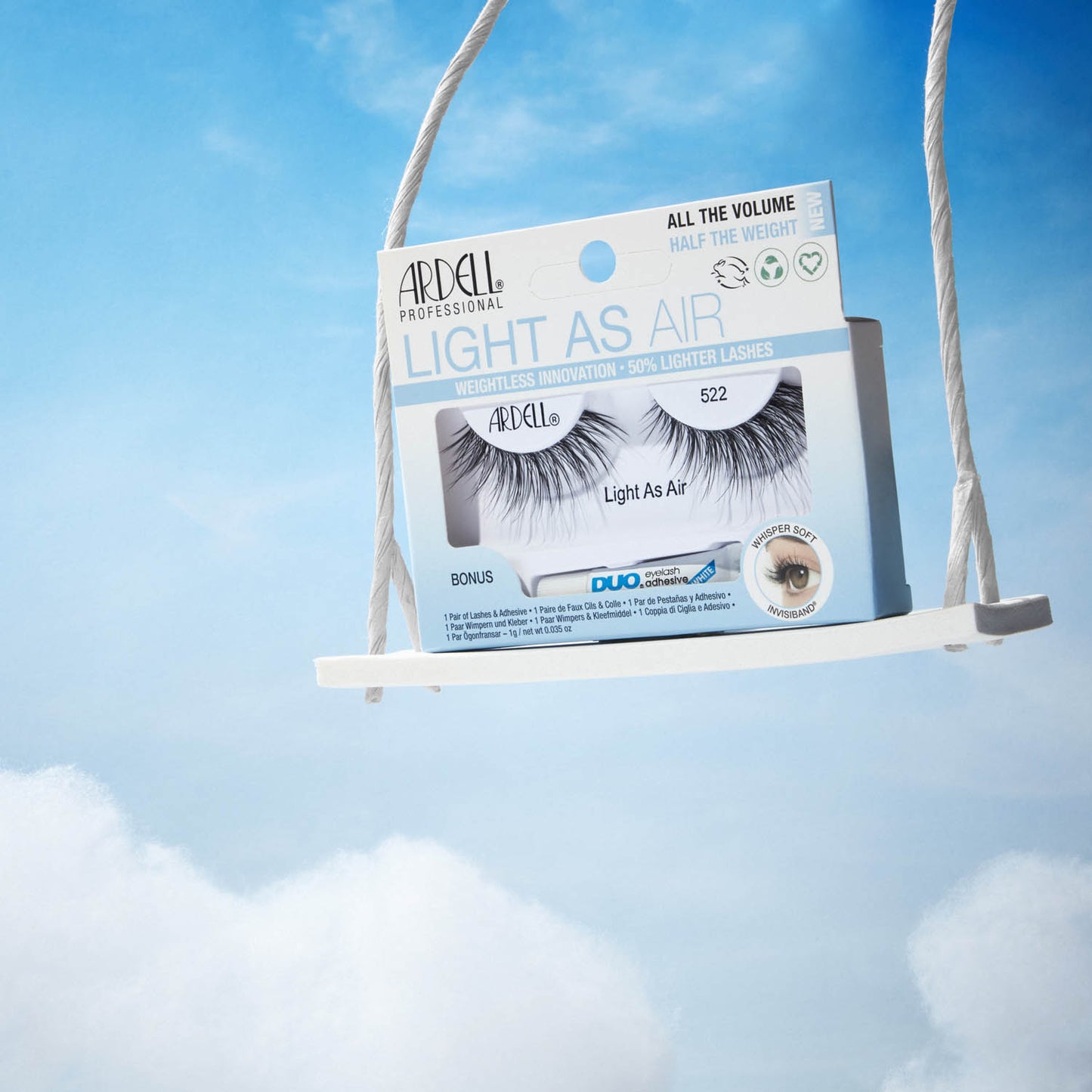 Ardell Light As Air Lashes W/Duo 1 Pair - 521 Black 64170