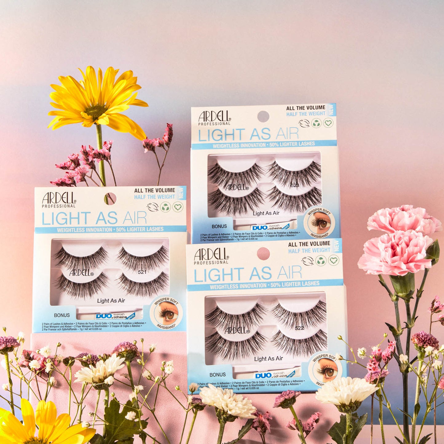 Ardell Light As Air Lashes W/Duo 1 Pair - 522 Black 64171