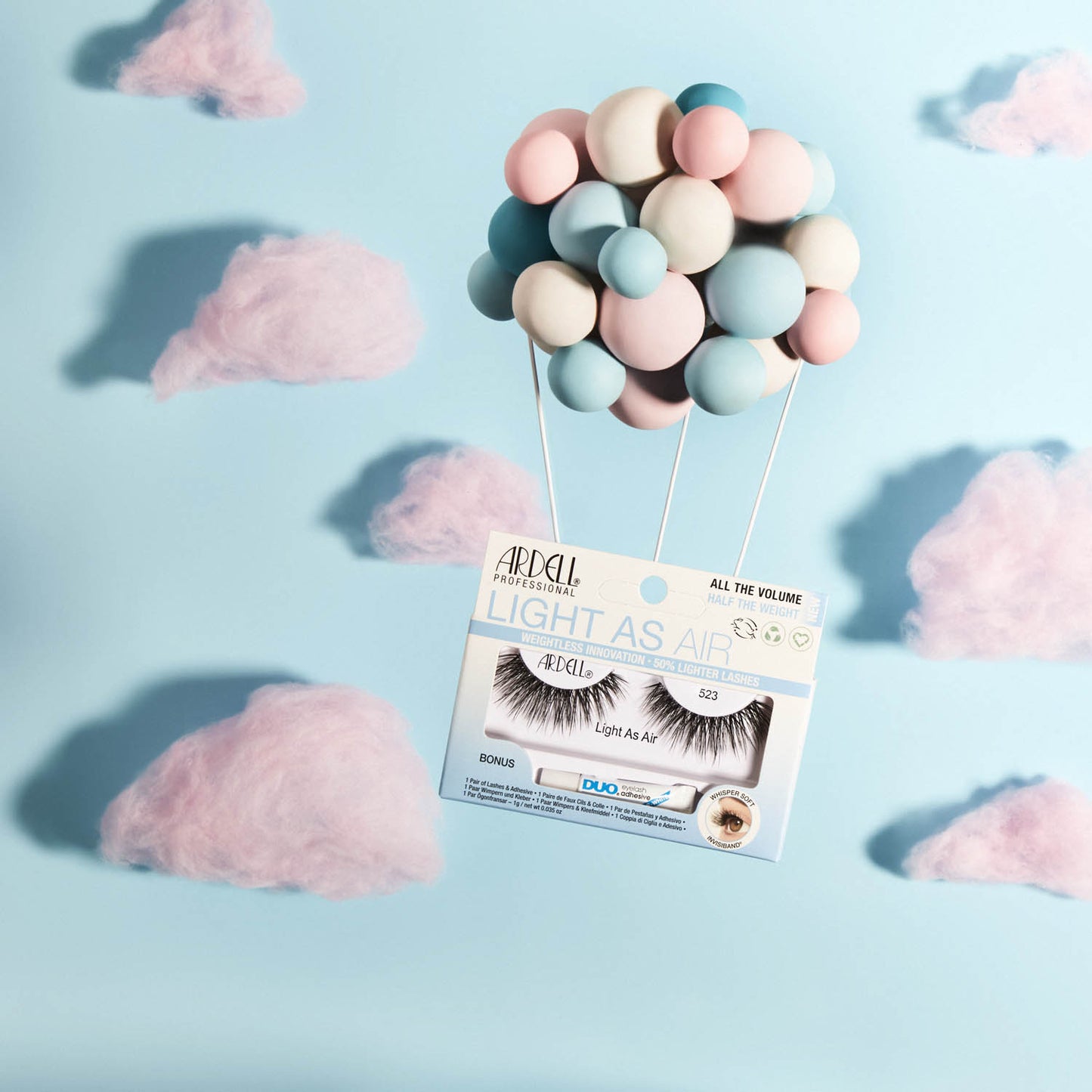 Ardell Light As Air Lashes W/Duo 1 Pair - 523 Black 64172