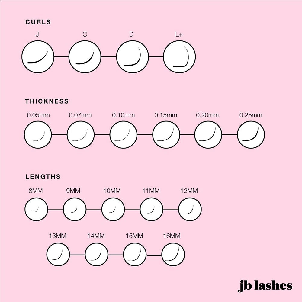 JB D-Curl, Mink Lashes, Black, 0.15 x 10mm JBMD1510