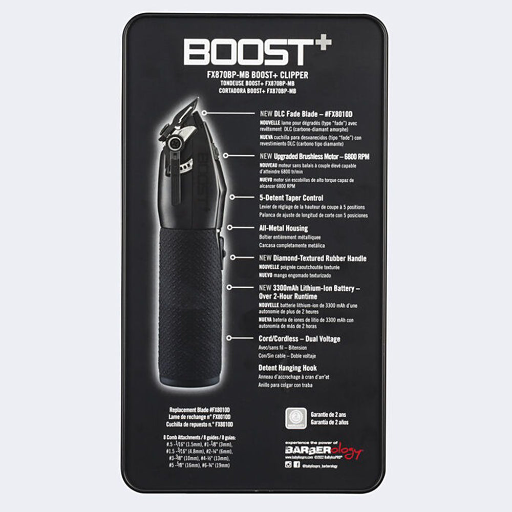 BaBylissPRO Metal Lithium Clippers Boost + Matte Black 46677