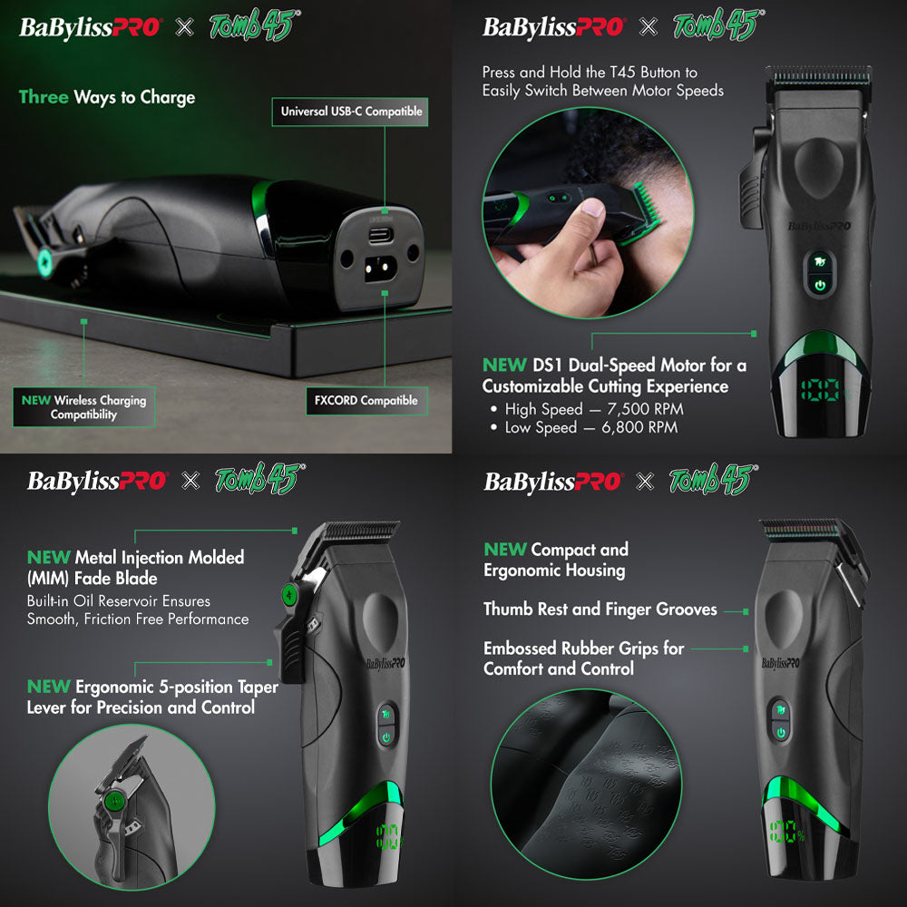 BaBylissPRO Tomb 45 Wireless-Charging Clipper FXT45C
