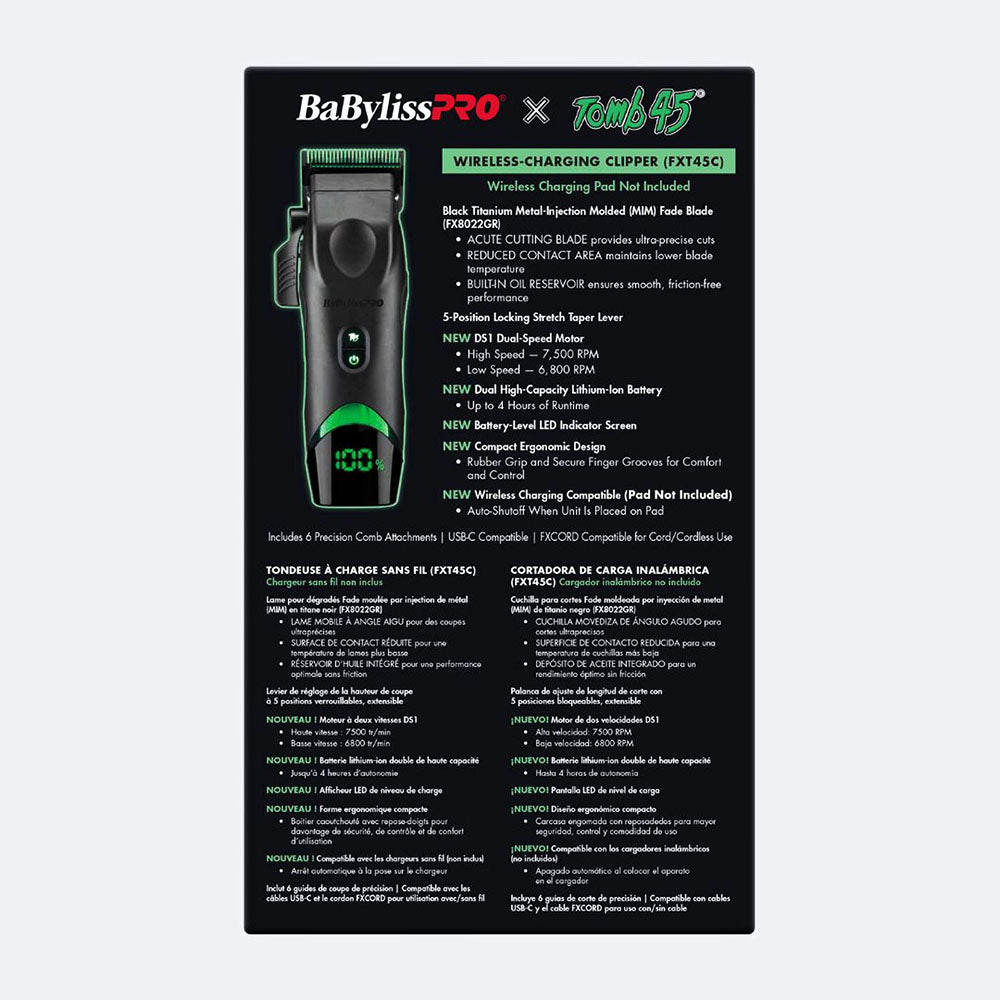 BaBylissPRO Tomb 45 Wireless-Charging Clipper FXT45C