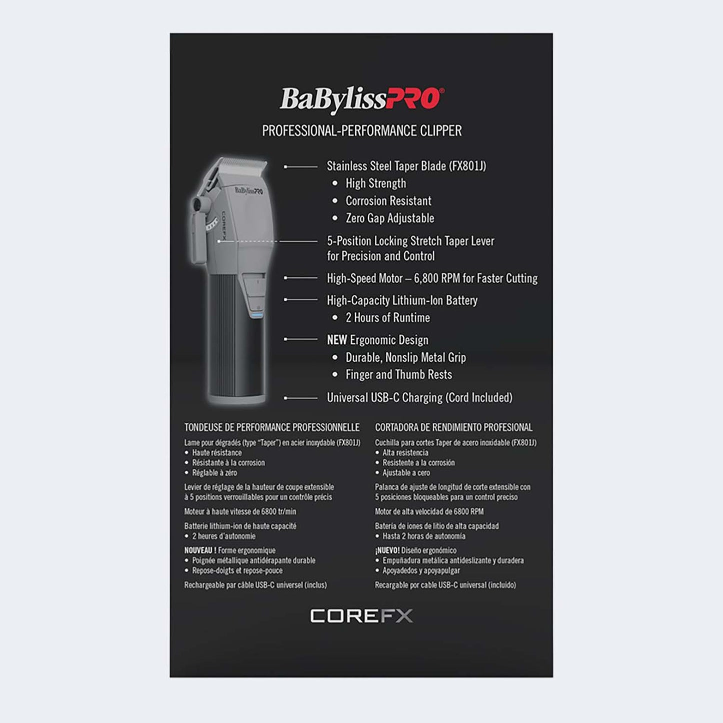 BaBylissPRO COREFX Professional Performance Clipper FX86