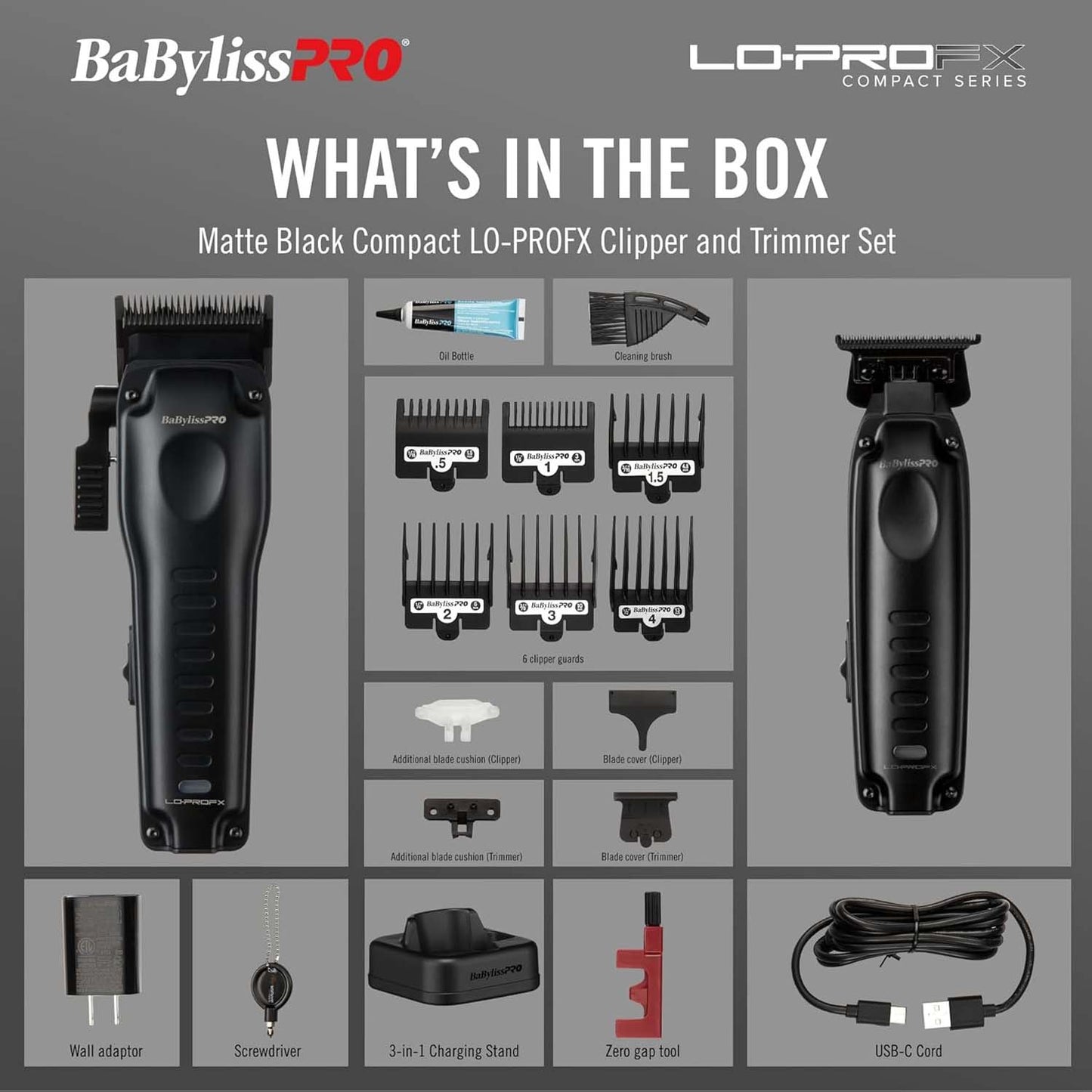 BaBylissPRO LO-PROFX Compact Clipper & Trimmer FX8272PKMB