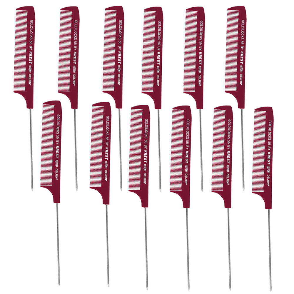 Krest Goldilocks Metal Pin Tail Comb #56 12Pcs GOLI56TBXC