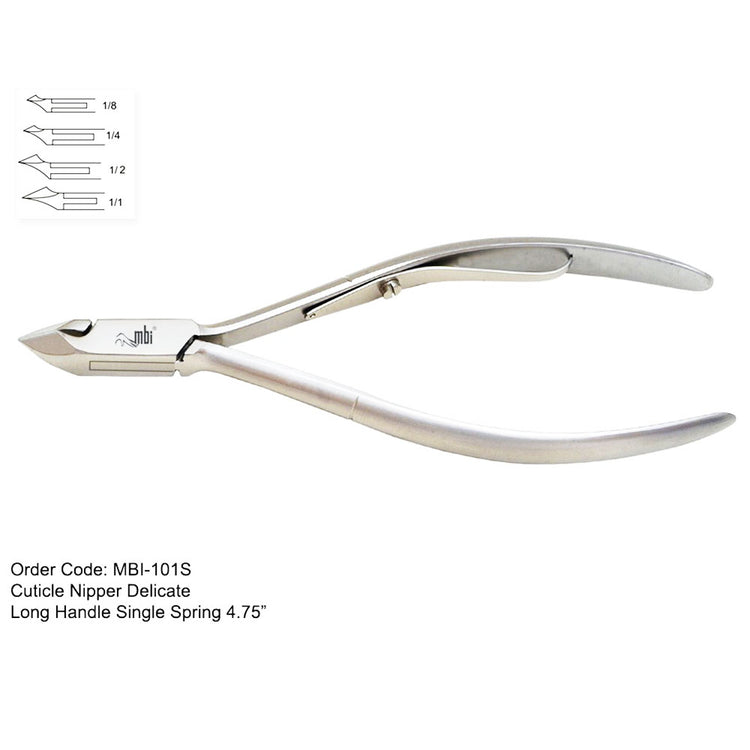 MBI-101S Cuticle Nipper Single Spring 4.75" 1/4 Jaw