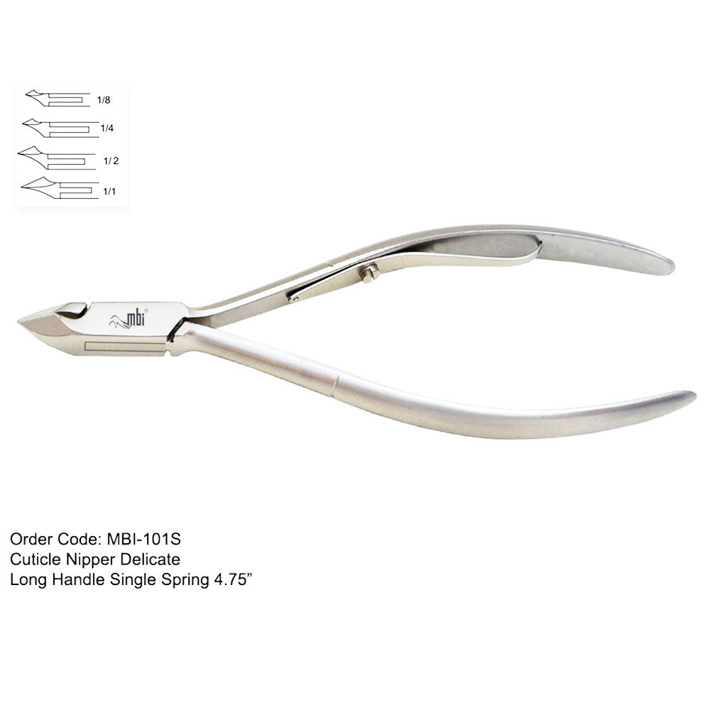 MBI-101S Cuticle Nipper Single Spring 4.75" 1/8 Jaw