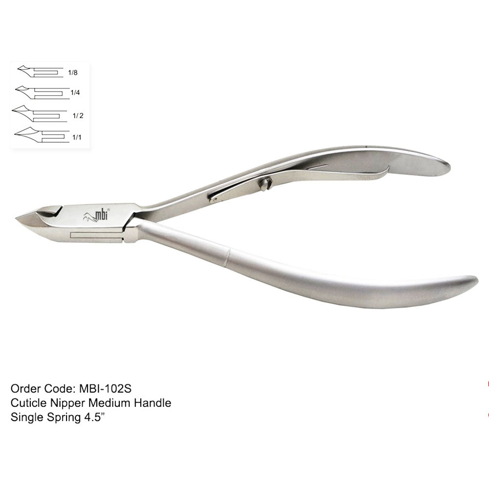 MBI-102S Cuticle Nipper Single Spring 4.5" 1/8 Jaw