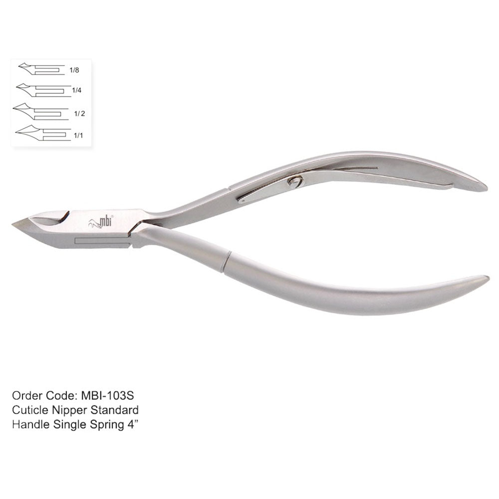 MBI-103S Cuticle Nipper Single Spring 4" 1/8 Jaw