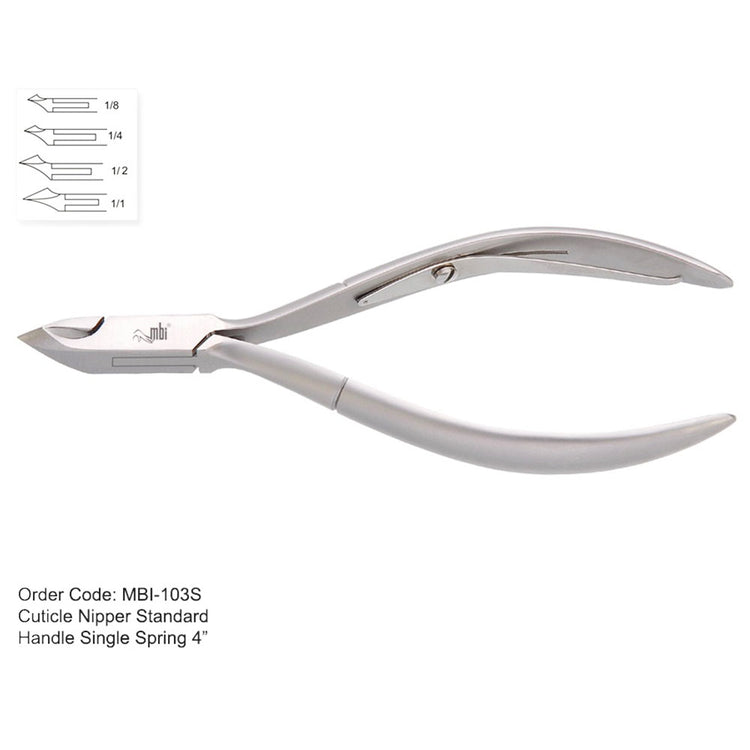 MBI-103S Cuticle Nipper Single Spring 4" 1/8 Jaw