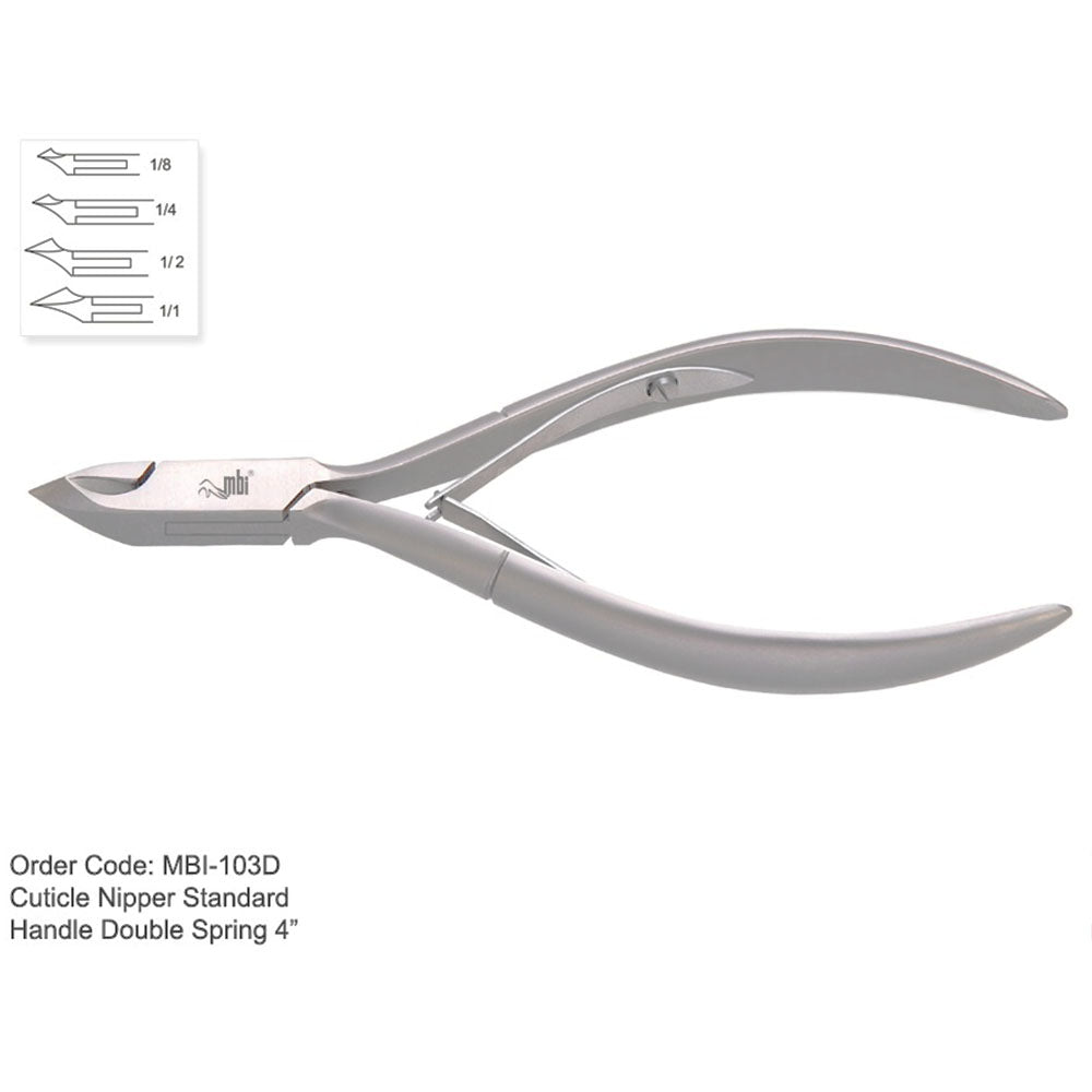 MBI-103D Cuticle Nipper Double Spring 4" 1/8 Jaw