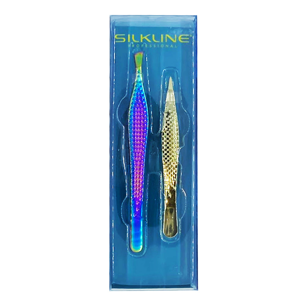 Silkline Stainless Steel Tweezers Set 2PK TWEEZ1WOC 02809