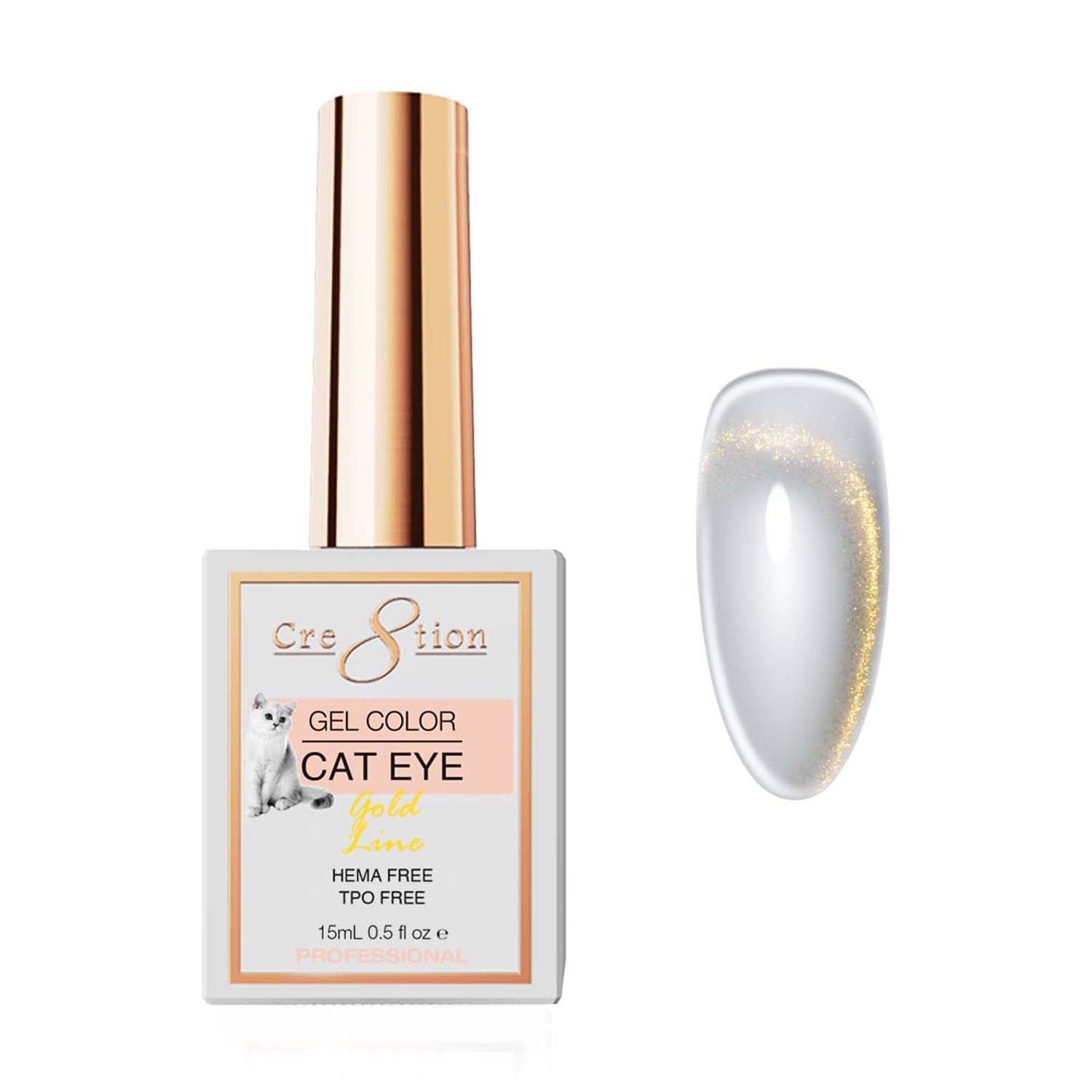 Cre8tion Cat Eye Soak Off Gel 0.5 oz Gold Line 03415