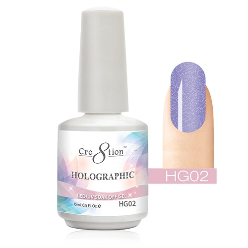Cre8tion Holographic LED/UV Soak Off Gel 0.5 oz/15ml - HG02