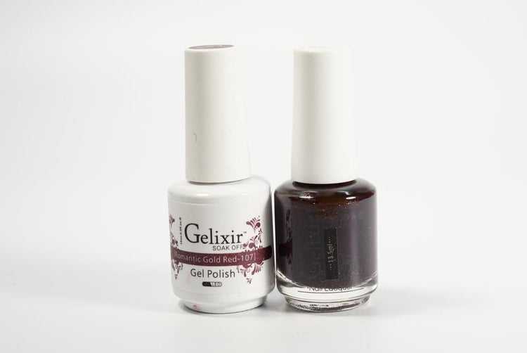 Gelixir Soak Off Gel All In One Set-Romantic Glod Red GX107