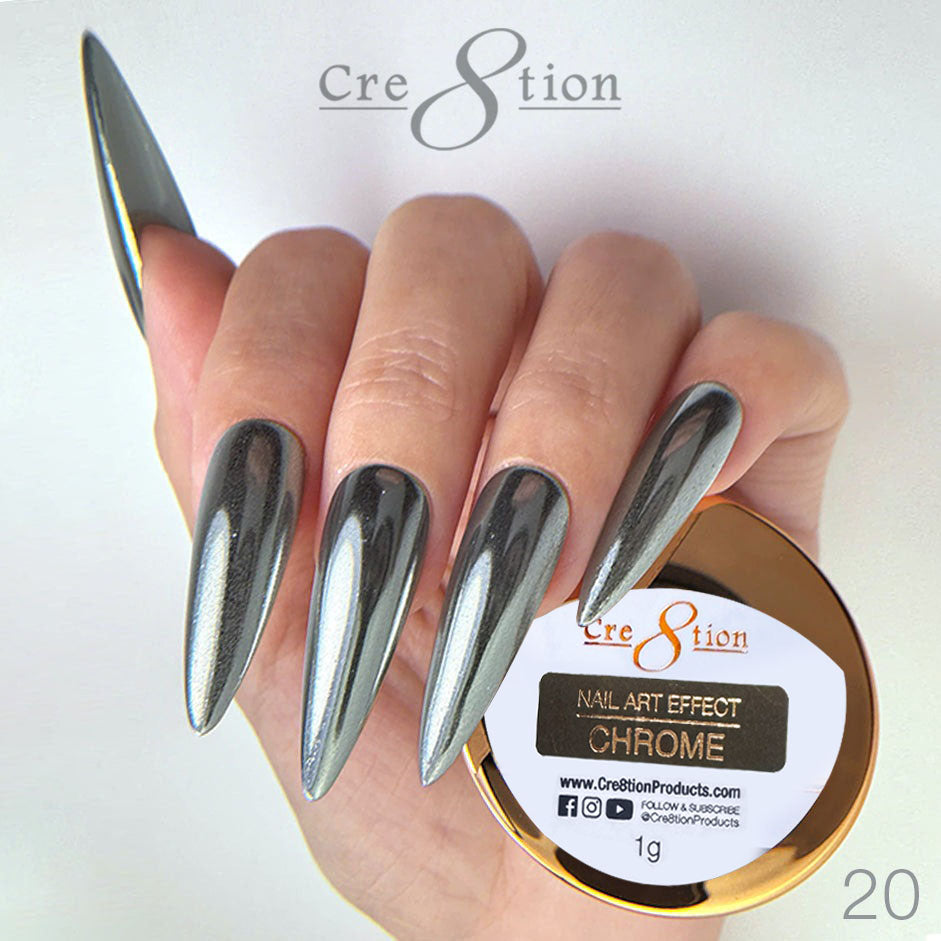Cre8tion 20-Super Silver Chrome Nail Art Effect 1g 1101-0678
