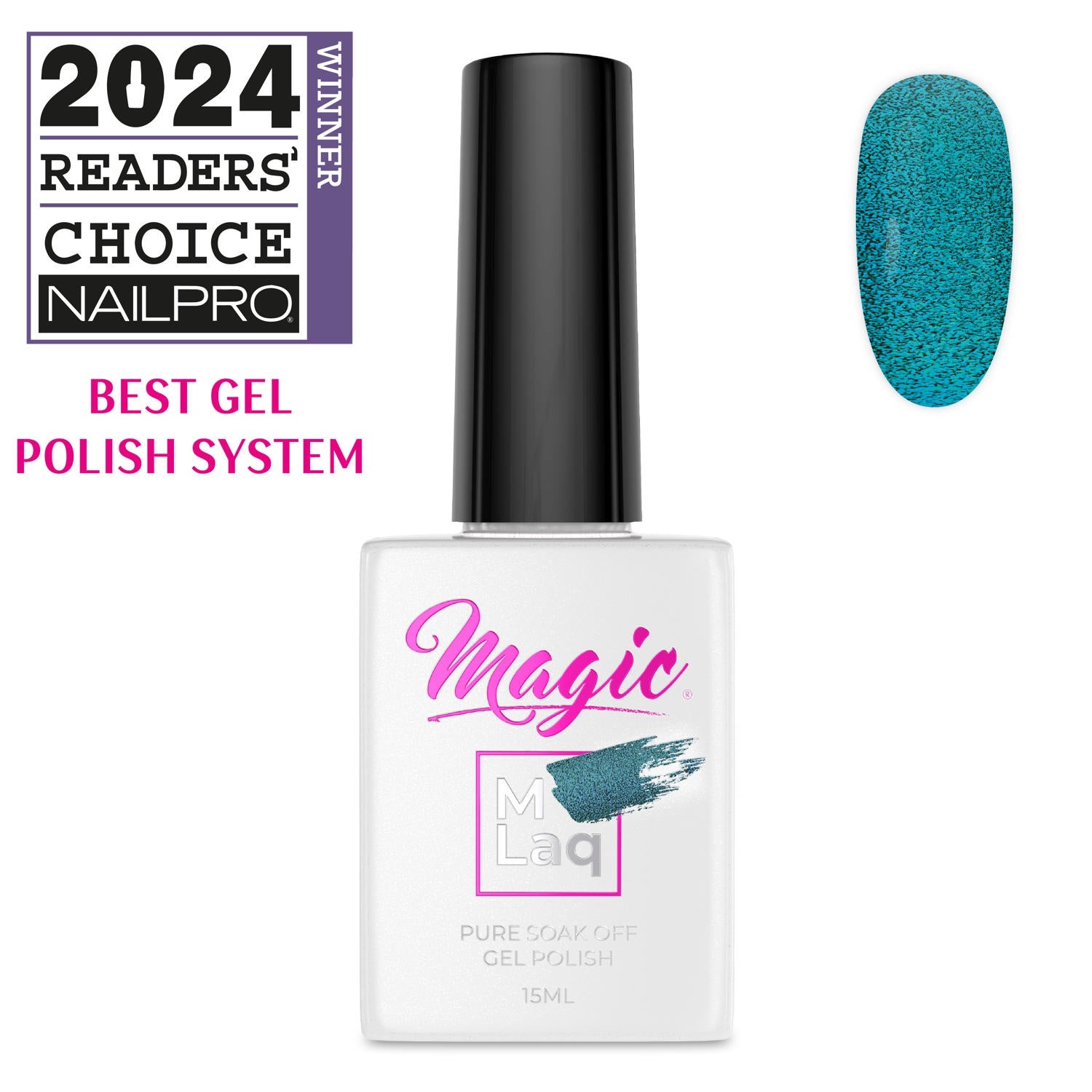 Magic Gel Polish MLaq 15 ml - Teal Cat Eye #370